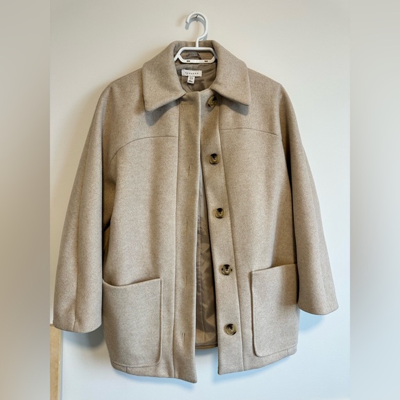 Topshop Womens Oatmeal Beige Color Oregon Car Coat Casual Jacket Size US Size 4 - Picture 1 of 5